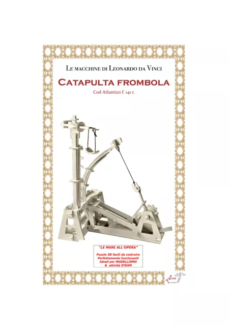 Leonardo da Vinci-Catapulta Frombola-kit di montaggio in carton-legno