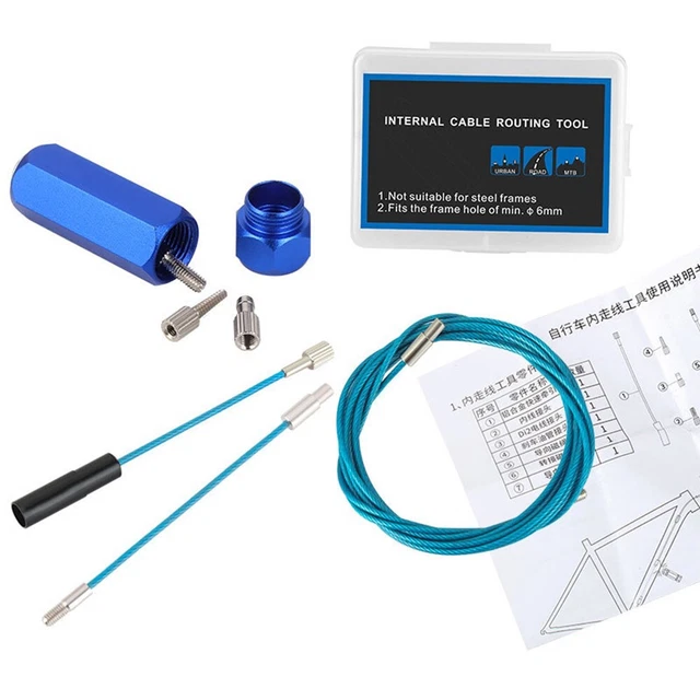 Outil De Routage De Câble Interne Vélo – Kit De Guidage Avec Aimant Puissant, Câble Inox Polymère, Adaptateurs Pour VTT Et Route, Vert