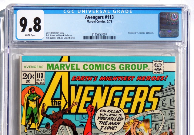 AVENGERS #113, CGC 9.8, NM/MT, White Pages, Marvel Comics, 1973