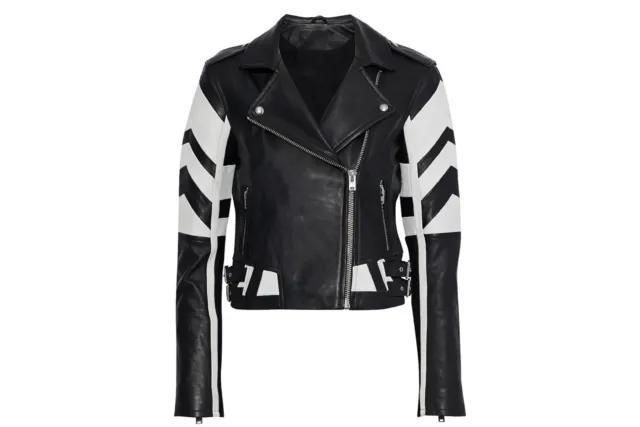 Women's Black Moto Leather Jacket. 2023 Real Lambskin Motorcycle Leather Jacket.