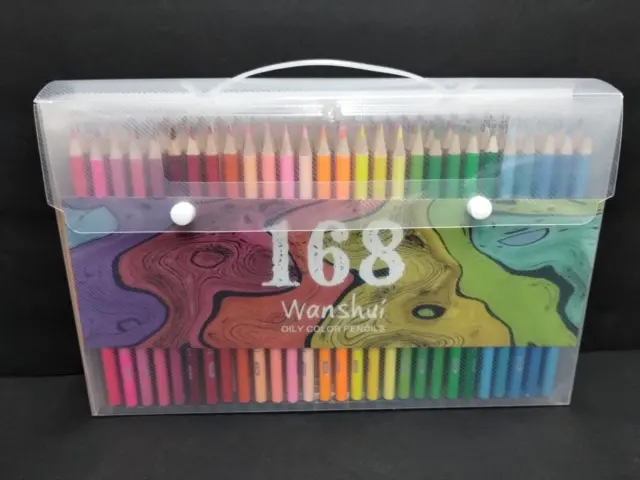 Wan Shui Oily 168 Colored Pencils Set Wanshui Includes fluorescent & metallics