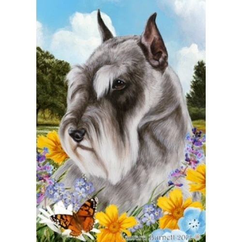 Summer Garden Flag - Grey Schnauzer 180121