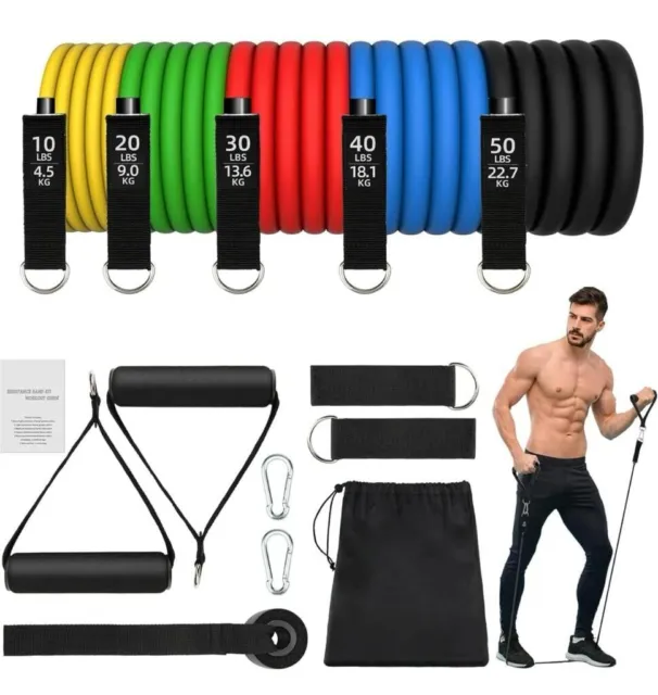 11tlg Fitnessbänder Widerstandsbänder Gymnastikband Resistance Expander Set Yoga