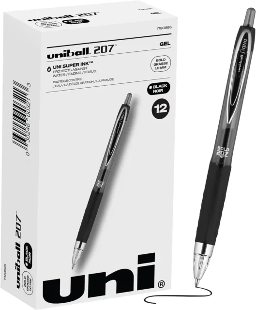 65800 Uni-Ball Signo Gel Impact 207 Rollerball Pen, 1.0mm Bold, Black Pack of 12