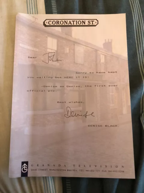 Denise Black (Coronation Street) Hand Signed Letter