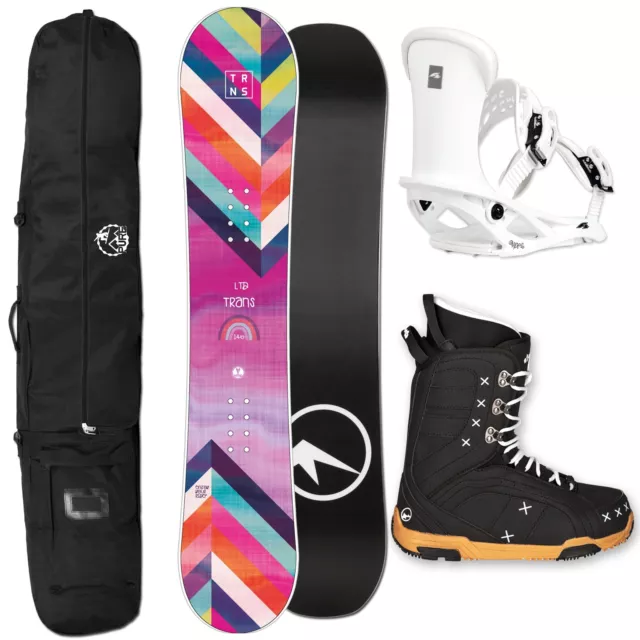 Damen Snowboard Set Trans Ltd Rainbow 146 Cm + F2 Pipe Gr. M + Boots + Bag