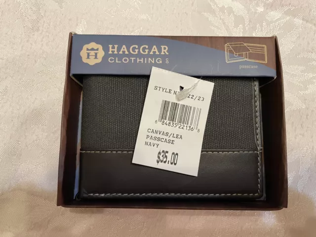 HAGGAR CLOTHING LEATHER & Canvas Passcase Wallet $11.00 - PicClick