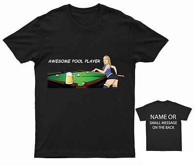 Awesome Pool player Cartoon Funny T Shirt personalised Billiards Snooker