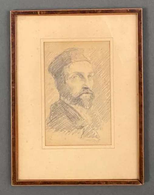 Portrait d'artiste fusain sur papier XXe Le Mans 1889 A6425