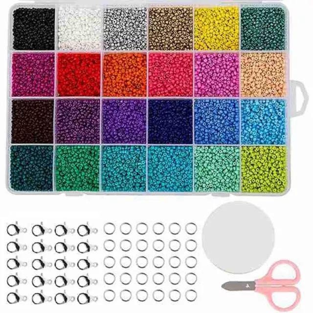 2X(24000 Pièces de Perles de Rocaille en Verre Poney Multicolores de 2 Mm a3507