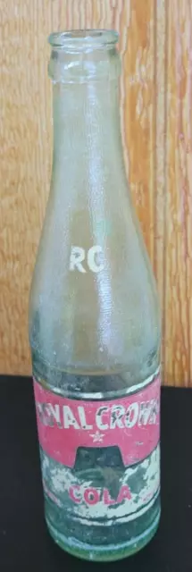 Vtg RC Empty Green Glass Bottle Royal Crown Cola Soda Pop Royal Crown