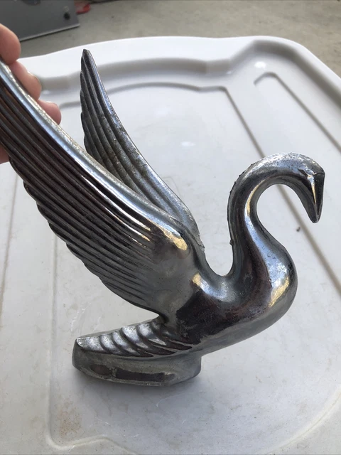 Vintage Chrome Flying Swan Hood Ornament Packard Truck Classic Car Rat Rod
