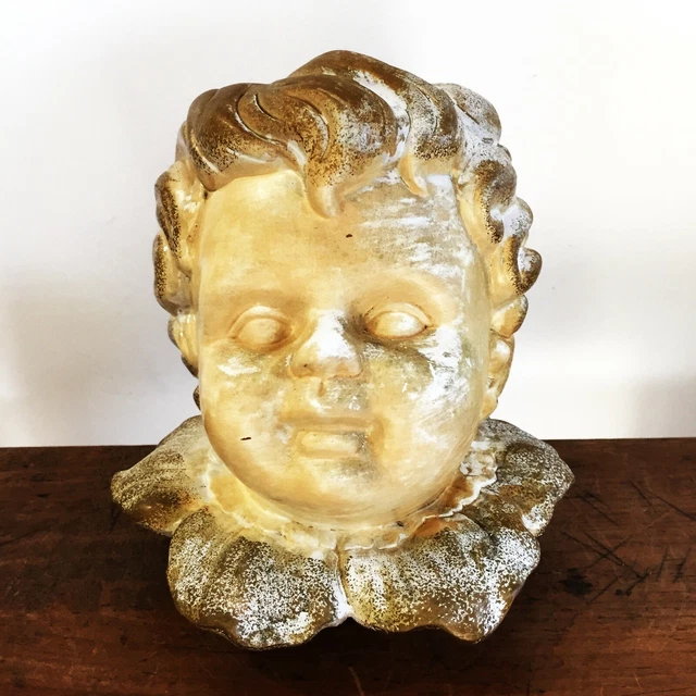 Chérubin Putti Ange En Plâtre – Cadre Ovale, Sculpture Murale, Fabrication Française