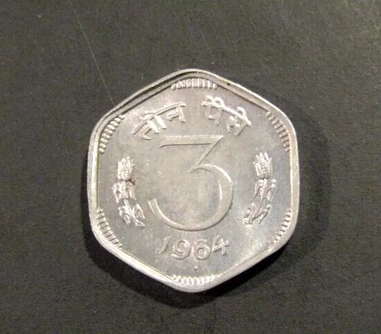 India 1964 3 Paise unc Coin