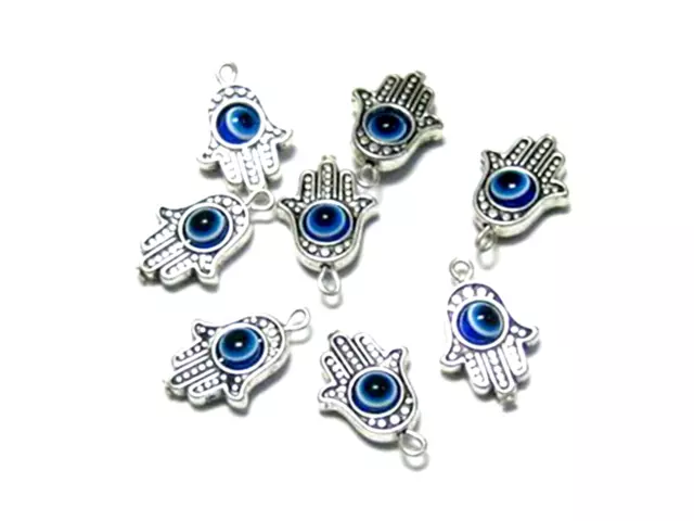 100 Tibet Silver Alloy Hamsa Hand EVILEYE Kabbalah Good Luck Charm Pendant 2