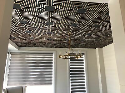 Faux Tin Ceiling Tile #TD25 Black & Gold. 10 Tiles DIY glue Up to cover 40 sq.ft