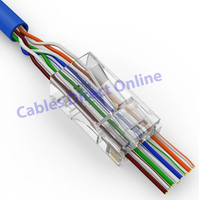 CAT6 RJ45 NETWORK Easy Plug 8P8C Cable Quick Connector End Pass Through