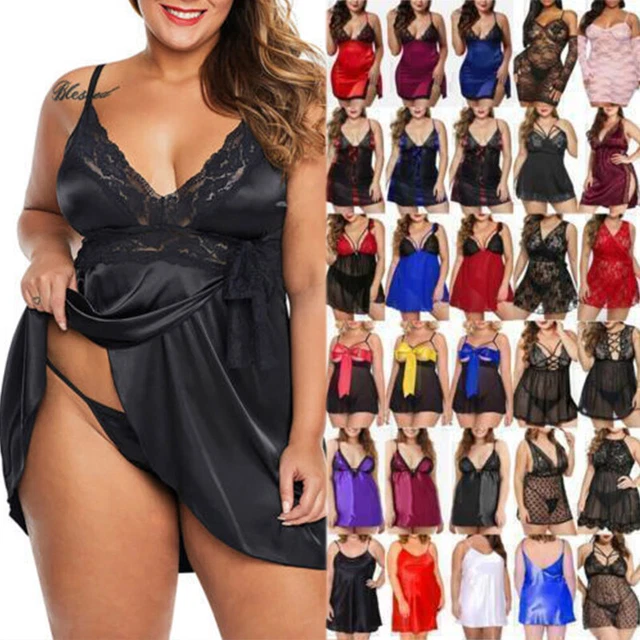 PLUS SIZE Women Sexy Lingerie Chemise Nightdress Babydoll Sleepwear UK Nightwear