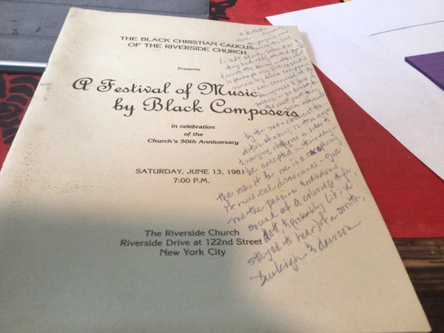 1981 Festival of Music by Black Composers Riverside Church New York