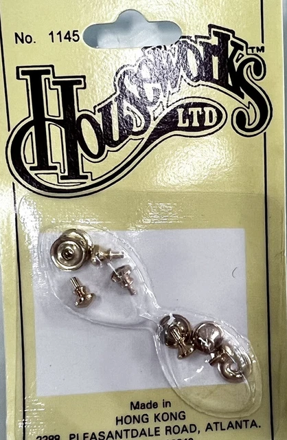 Houseworks #1145 DollHouse 1:12 (1") Scale Gold Plated Door Knobs (2) Pack Of 6