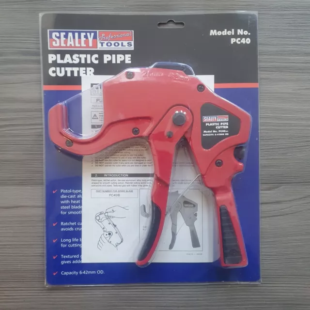 Sealey Professional Ratchet Plastic Pipe Cutter PC40 6-42mm