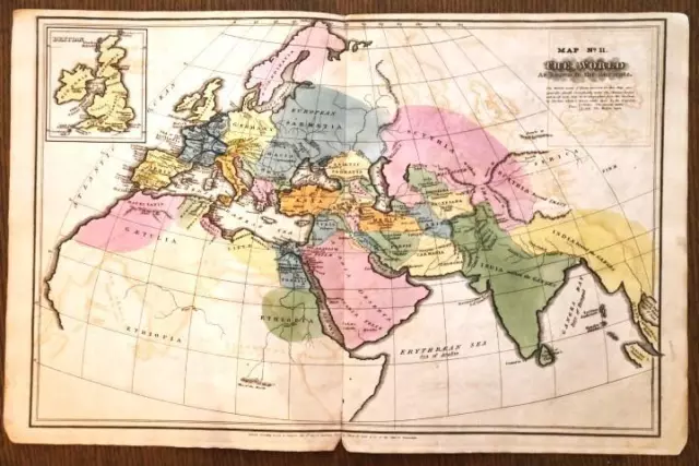 1827 Woodbridge Ancient Atlas Map-Countries Known To The Ancients-Hand Colored