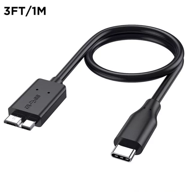 3ft Micro B to USB Type C 3.1 External Hard Drive Cable Cord for MacBook Seagate