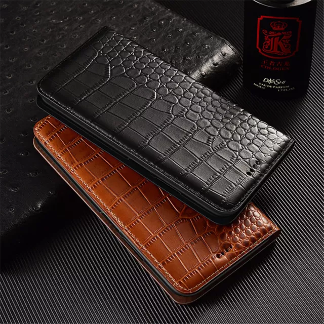 Genuine Leather 3D Crocodile Flip Case For iPhone 15 Pro Max 14 13 Holder Cover 2