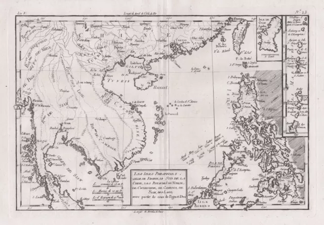 Philippines Islands Laos Siam China Taiwan Vietnam carte Karte map Bonne 1780