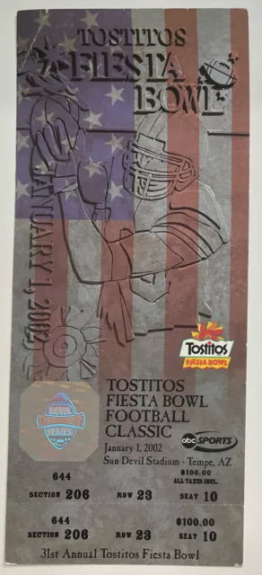 2002 Fiesta Bowl Ticket Stub - Oregon vs Colorado - Sun Devil Stadium NCAA 2002 Fiesta Bowl Ticket Stub - Oregon vs Colorado - Sun Devil Stadium NCAA