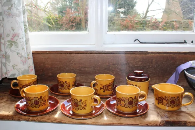 Vintage ROYAL WORCESTER PALISSY SIERRA POTTERY TEA SET 6 CUPS SAUCERS JUG & POT