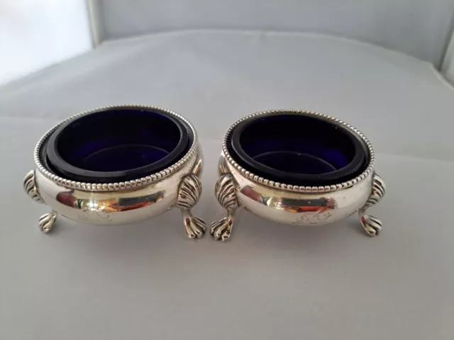 Pair of Sterling silver cauldron salt cellars