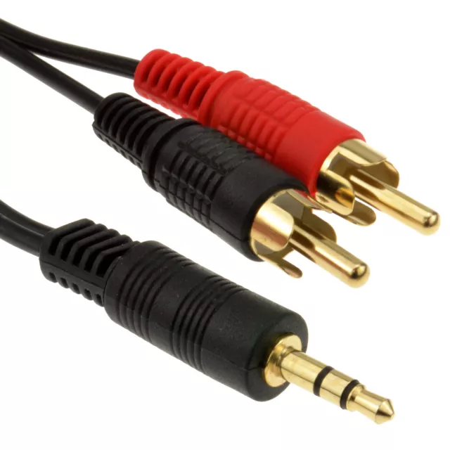 3.5mm Stereo Jack to 2 RCA Phono Mono Left/Right Plugs Audio Cable Lead GOLD  3m