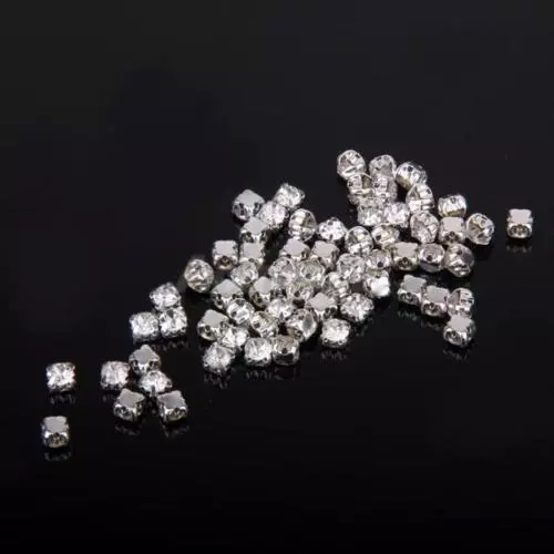 100x DIAMANTE Rhinestone 4mm Beads Square Flat Back DIY Sewing CRAFTs Scrapbook