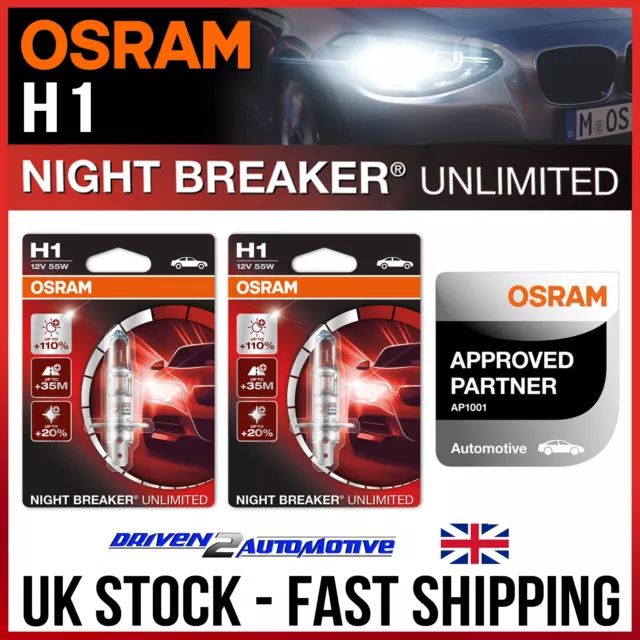 2x OSRAM Night Breaker UNLIMITED H1 Headlight Bulbs OSRAM APPROVED PARTNER