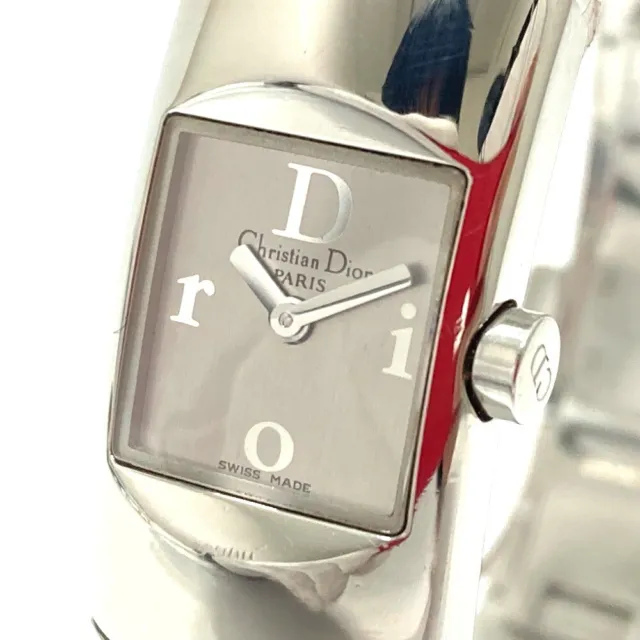 CHRISTIAN DIOR D102-100 Bangle Diorific Quartz Wristwatch SS Silver