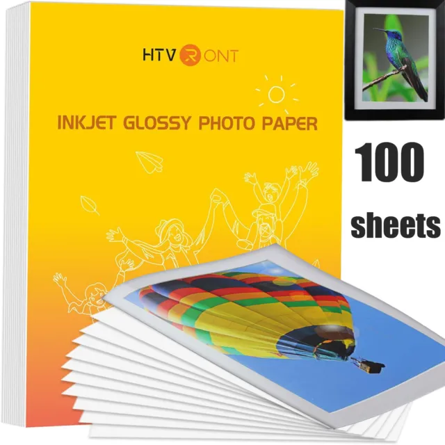100 Sheets Premium Glossy Photo Paper 8.5" x 11" for Printer Inkjet Printer