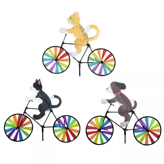 NEW Cat Dog Bike Spinner Windmill Rainbow Spinner Outdoor Home Animal Decor