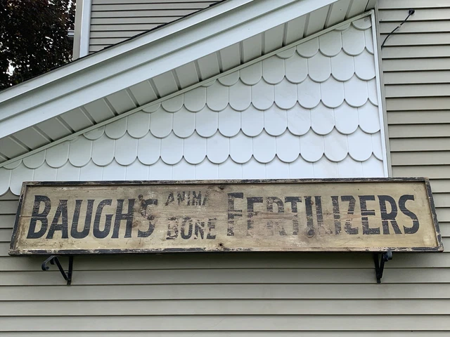 Orig Baugh’s Animal Bone Fertilizer Wood Wooden Trade Sign 84X16