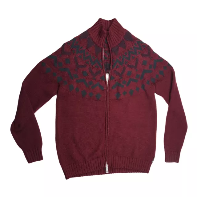 AX ARMANI EXCHANGE Men's L Dark Red Knit Sweater Jacket Full Zip Fair ...