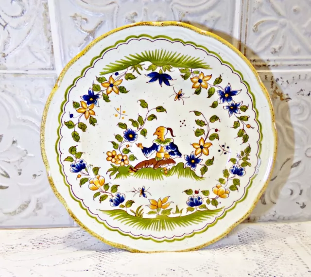 Ancienne Assiette Décorative faïence reproduction Vieux Moustiers 18 eme siècle