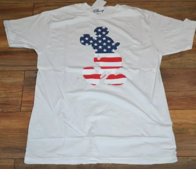Disney Mickey Mouse Red White Blue American Flag Officially Licensed Tee T-Shirt