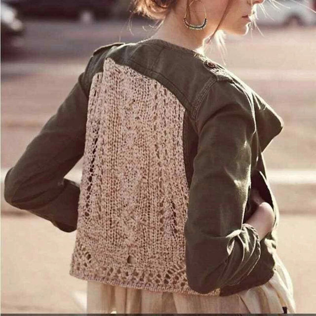 Anthropologie Daughters of the Liberation Openwork Green Crochet Utility Jacket