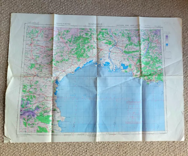 Original Ww2 1945 France  Marseilles Map War British Army Military Raf Flight