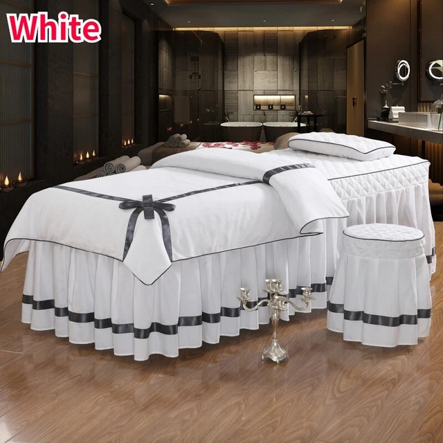 4X Massage Table Housses Set Lit Feuille Chemise Taie D'Oreiller Couette Décor