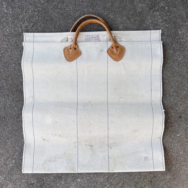 VINTAGE LL BEAN 80s Firewood Carrier Wood Log Canvas Tote Leather