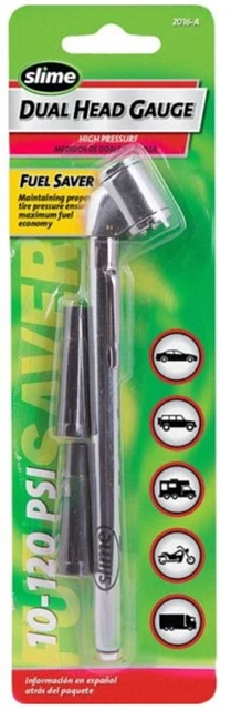Slime 2016-A Dual Head Pencil Tire Gauge with Valve Extenders (10-120 psi)