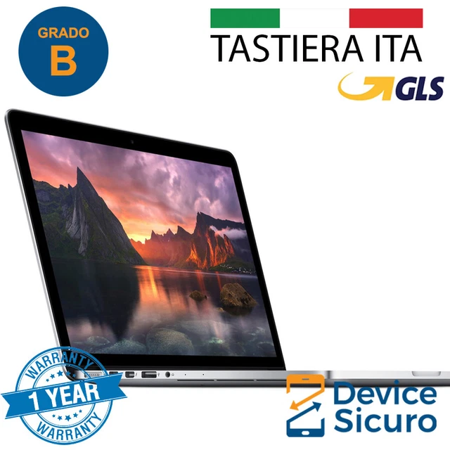 APPLE MACBOOK PRO 13" 2013 RETINA CORE i5 SSD 128gb 256 512GB RIGENERATO GRADO B