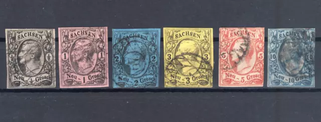 Altdeutschland Sachsen Johann I Mi.Nr. 8 - 11, 12, 13 gestempelt 1855 / 1856