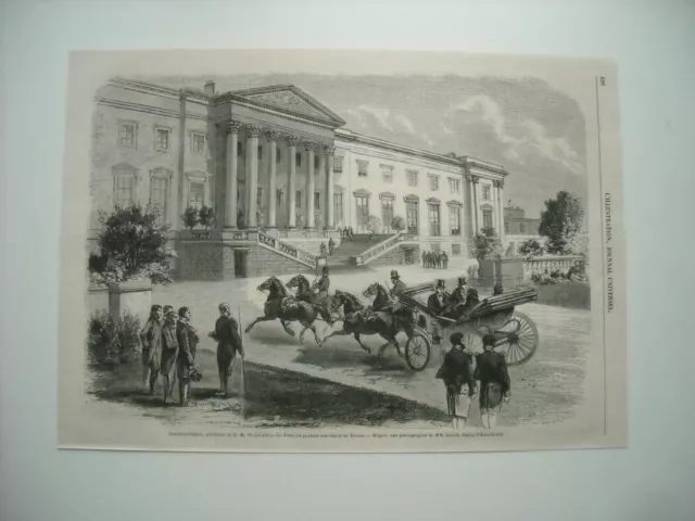 Gravure 1860. Hamilton-Palace, Residence De S. M. L’imperatrice Eugenie Ecosse..